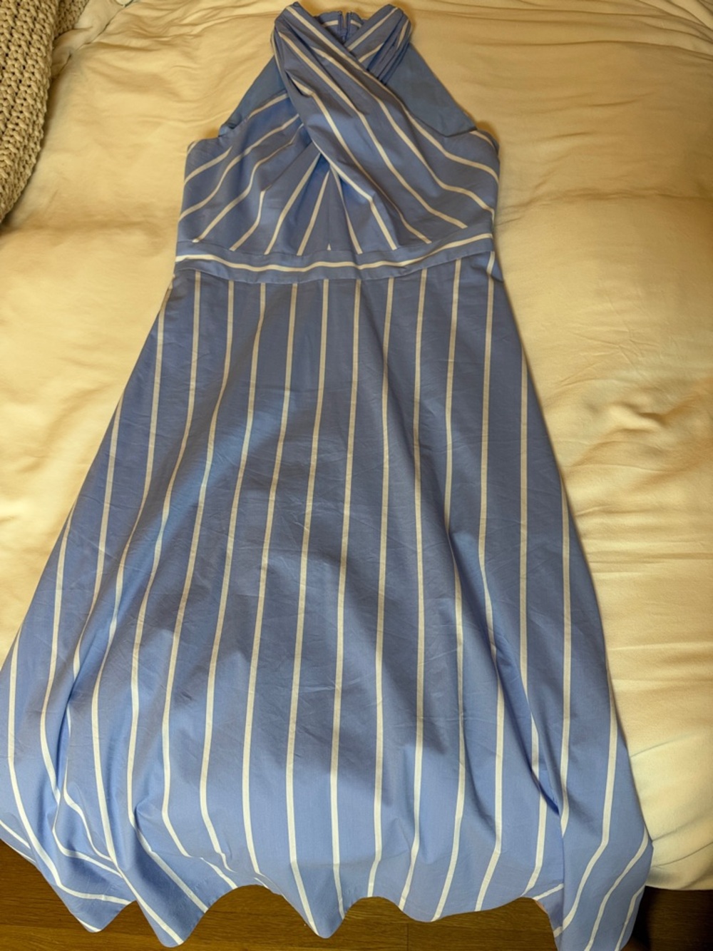 Veronica Beard Blue and White Striped Midi Dress